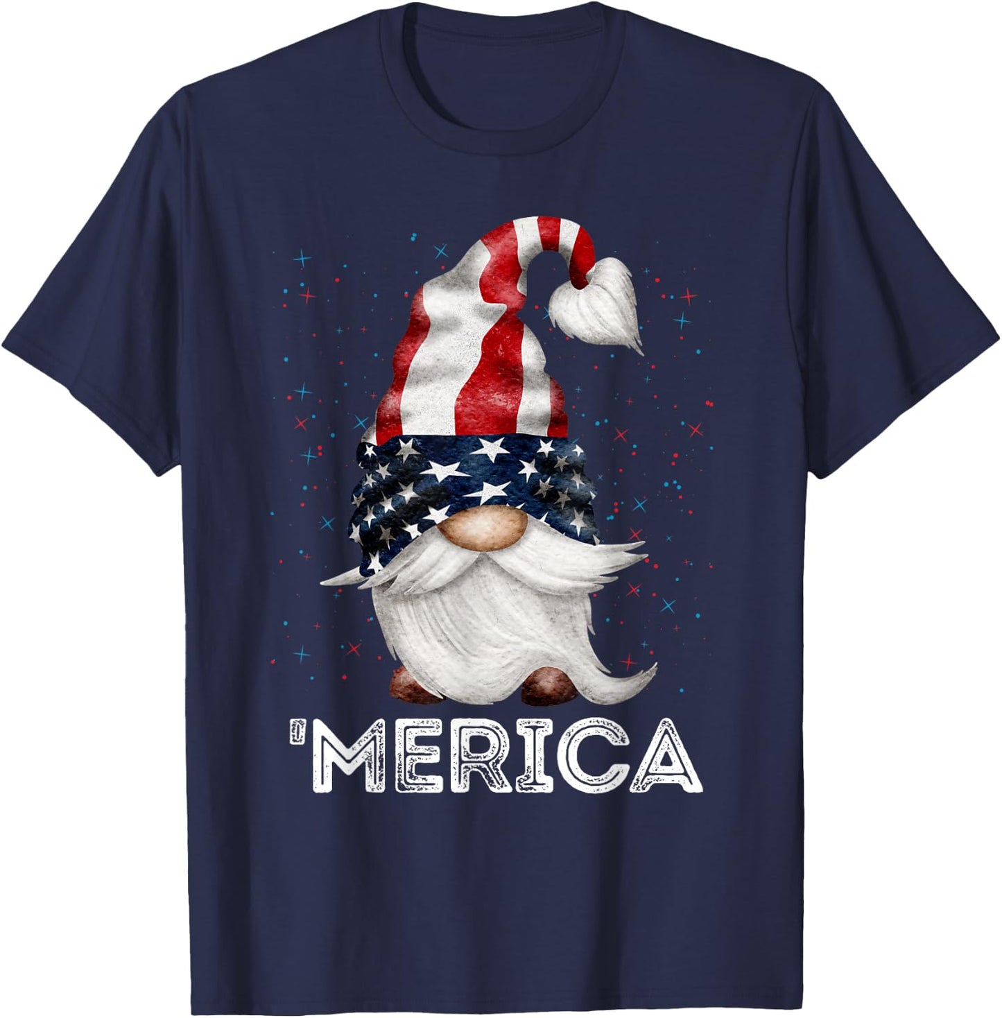 4th of July Patriotic Gnome American Flag Colored Gnome T-Shirt - T-Shirt | Navy
