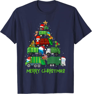 Funny Garbage Truck Christmas Tree Ornament Decor Boys Kids T-Shirt - T-Shirt | Navy