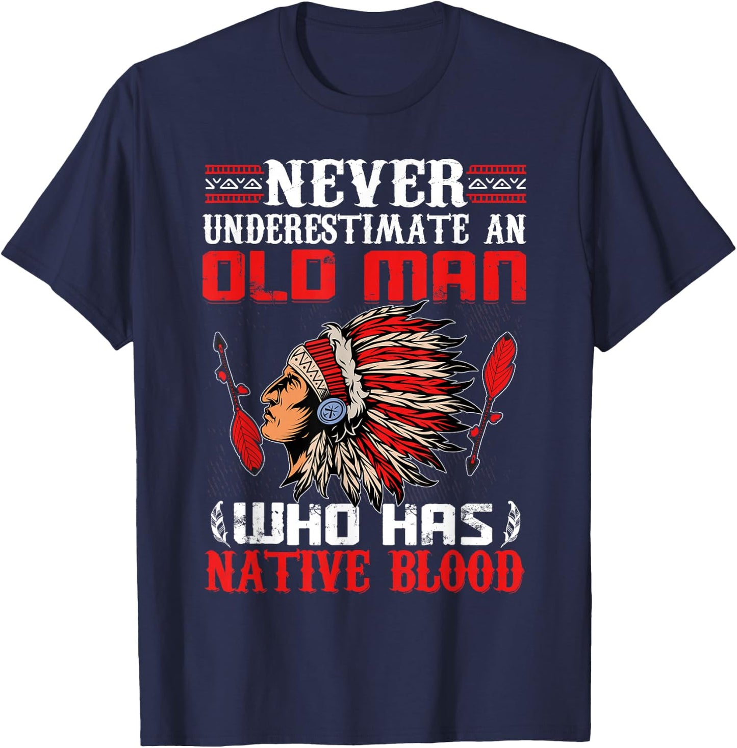 Native American Art Lover Chief Native Indian T-Shirt - T-Shirt | Navy
