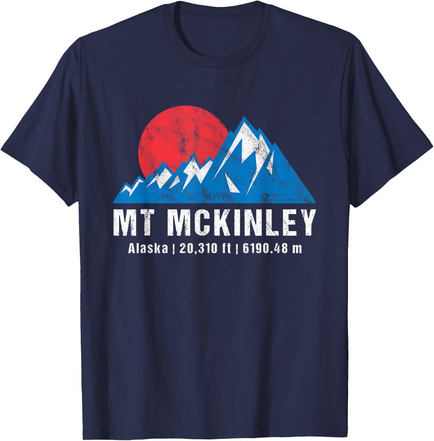 Retro Mount McKinley Alaska Mountains T-Shirt - T-Shirt | Navy