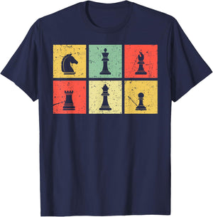 Funny Chess Gift Women Boys Kids Chess Player Pieces T-Shirt - T-Shirt | Navy