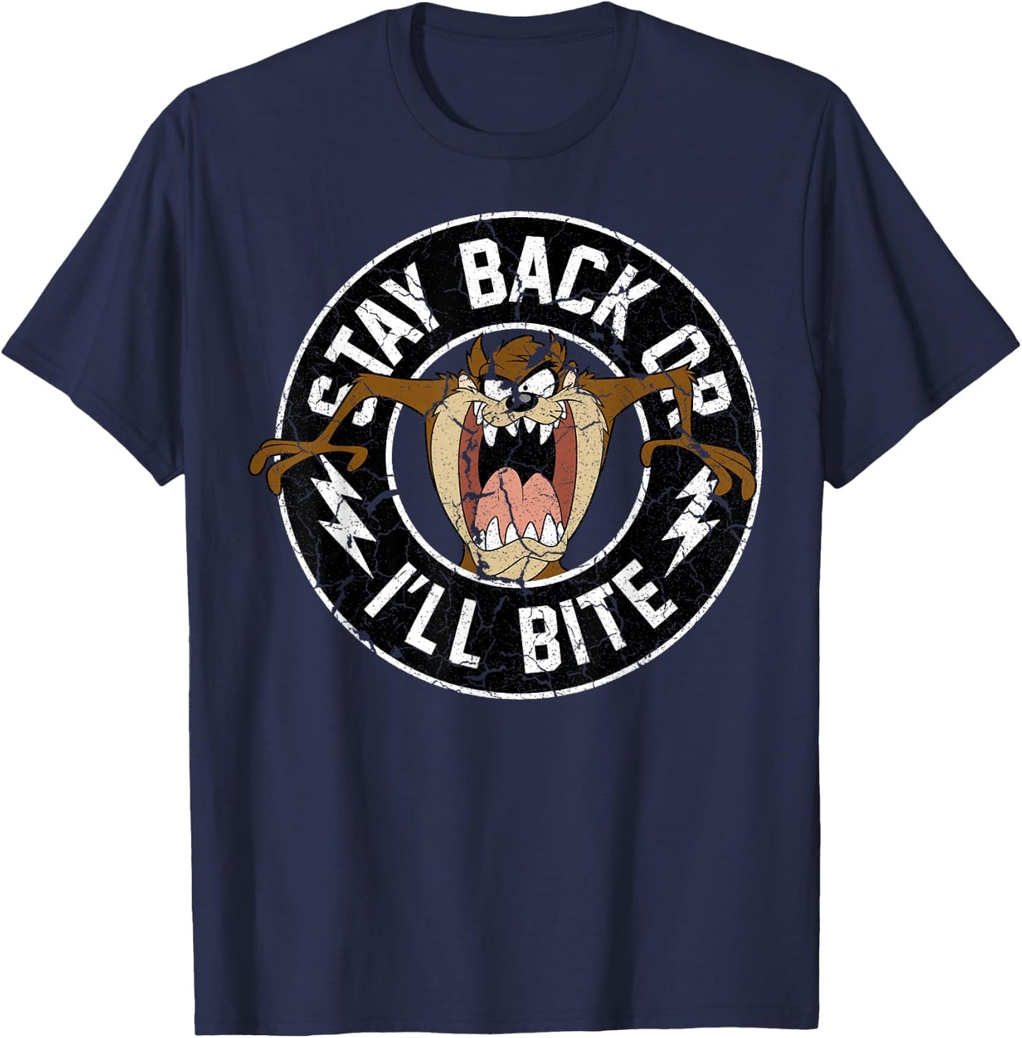 Looney Tunes Taz Stay Back Or I'll Bite T-Shirt - T-Shirt | Navy