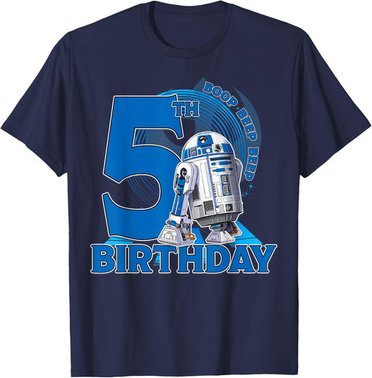 Star Wars R2-D2 Boop Beep Beep 5th Birthday T-Shirt - T-Shirt | Navy