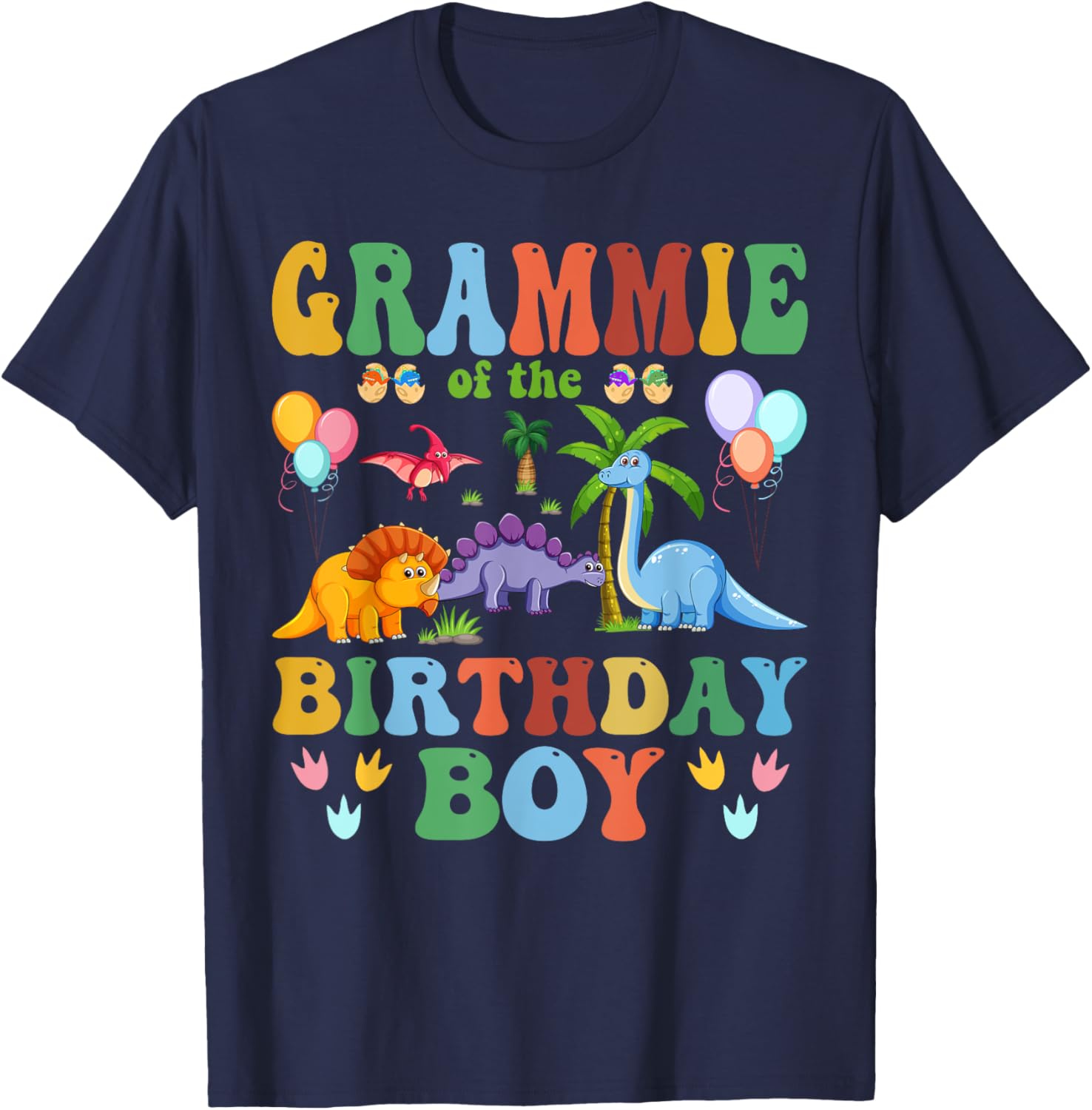 Grammie of the Birthday Boy T-Rex RAWR Dinosaur Birthday boy T-Shirt - T-Shirt | Navy