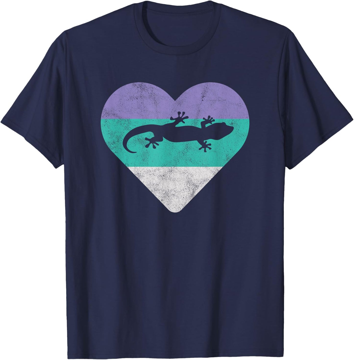 Gecko Retro Lizard Gift or Girls T-Shirt - T-Shirt | Navy