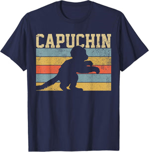 Capuchin Monkey Vintage Retro T-Shirt - T-Shirt | Navy