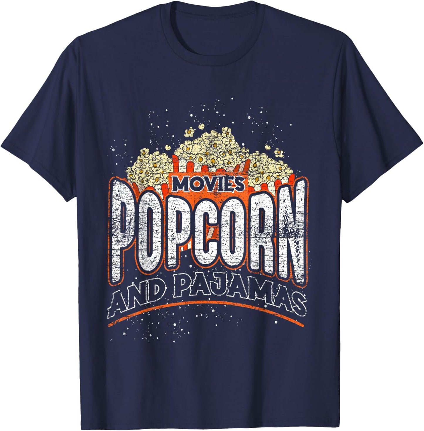 Movies Popcorn And Pajamas Popcorn T-Shirt - T-Shirt | Navy