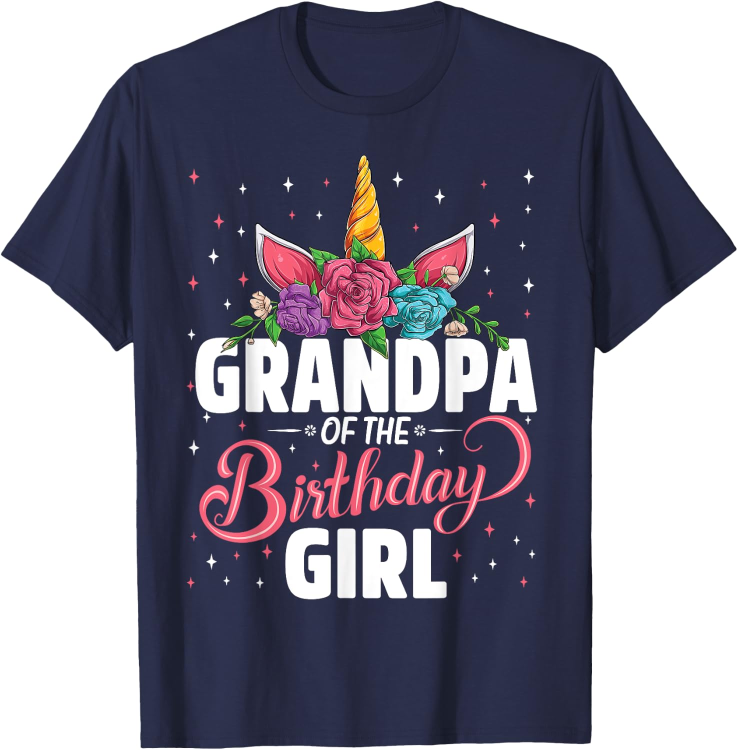 Grandpa Of The Birthday Girl Unicorn Girls Family Matching T-Shirt - T-Shirt | Navy