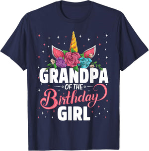 Grandpa Of The Birthday Girl Unicorn Girls Family Matching T-Shirt - T-Shirt | Navy