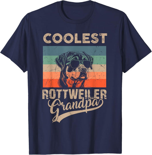 Coolest Rottweiler Grandpa Men Gifts Funny Dog Grandpa Retro T-Shirt - T-Shirt | Navy