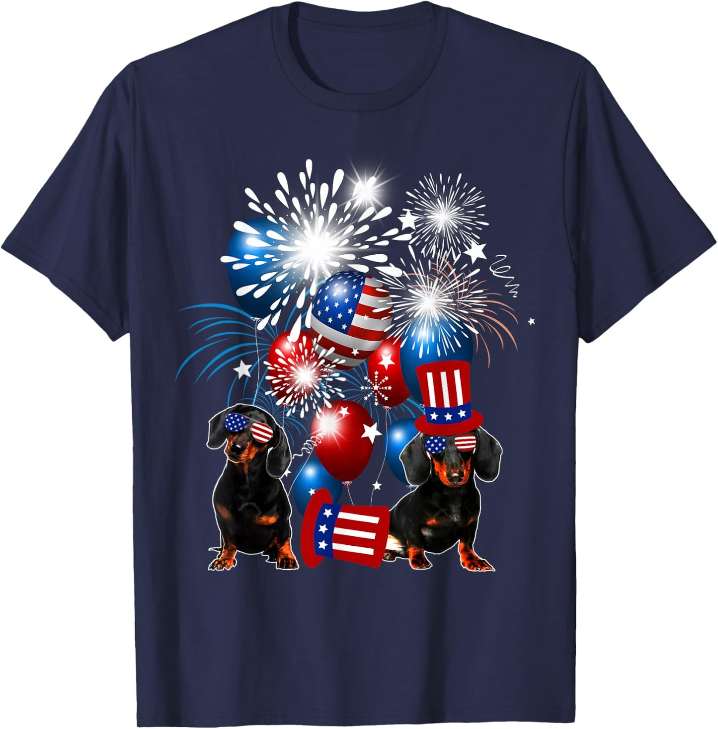 Vintage Retro Dachshund American Flag 4th Of July Dog Lover T-Shirt - T-Shirt | Navy