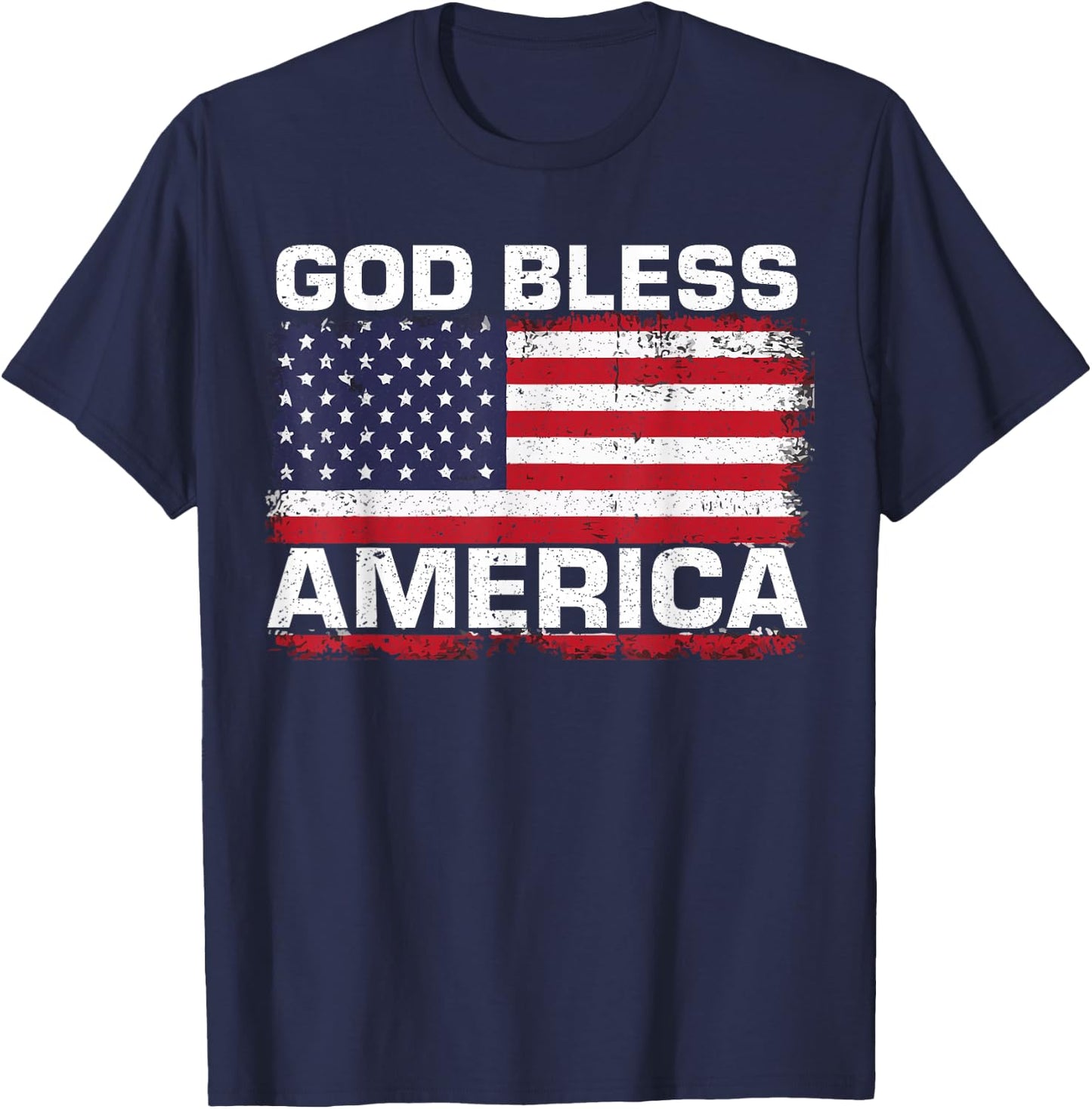 USA Flag 4th of July Patriotic God Bless America Women Men T-Shirt - T-Shirt | Navy