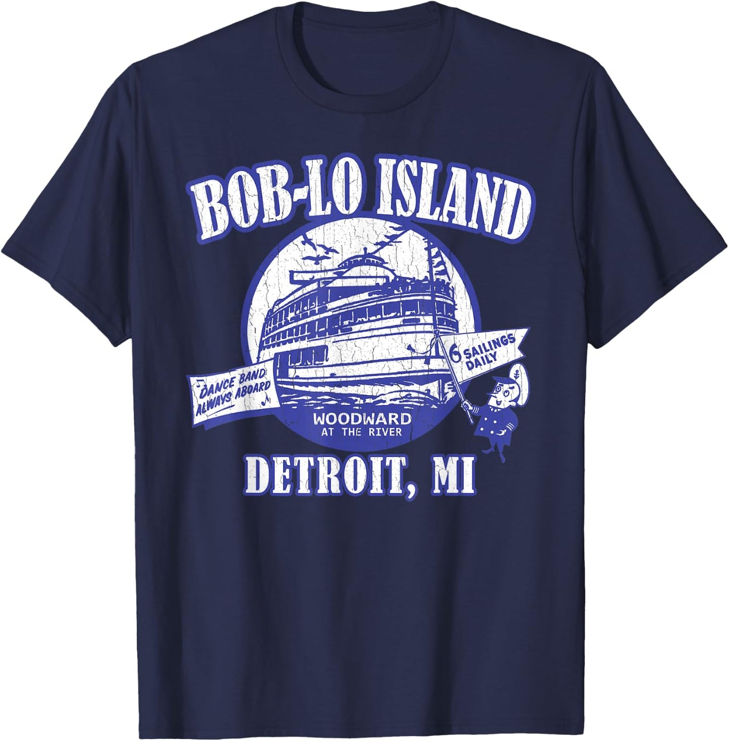 Boblo Island Detroit Michigan (vintage look) T-Shirt - T-Shirt | Navy