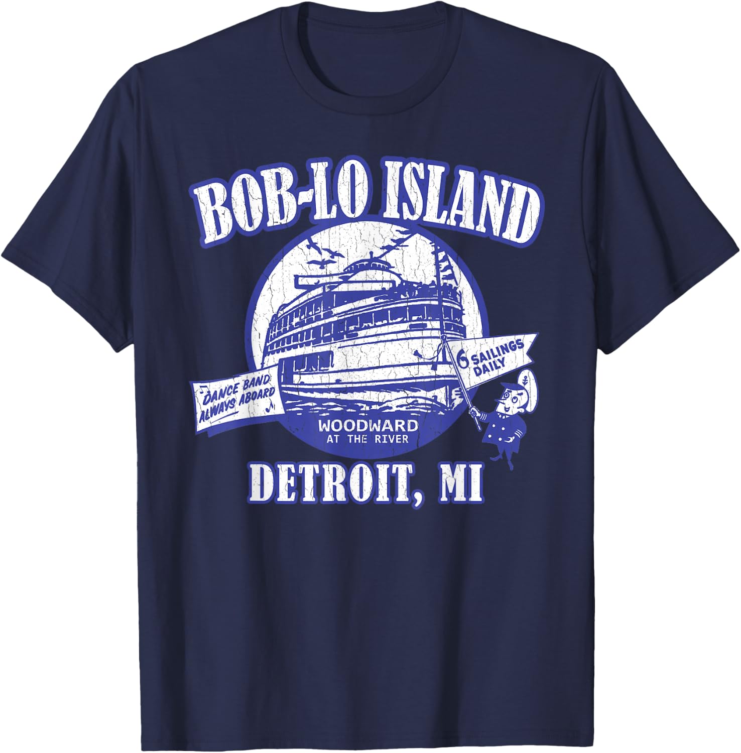 Boblo Island Detroit Michigan (vintage look) T-Shirt - T-Shirt | Navy