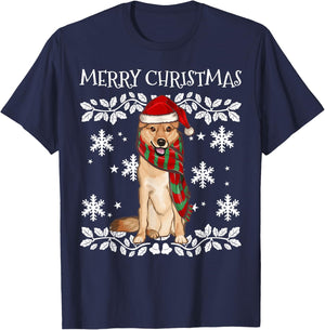 Merry Christmas Ornament Finnish Spitz Xmas Santa T-Shirt - T-Shirt | Navy