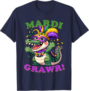 Crocodile Mardi Grawr Costume Mardi Gras Gator Men Women Kid T-Shirt - T-Shirt | Navy