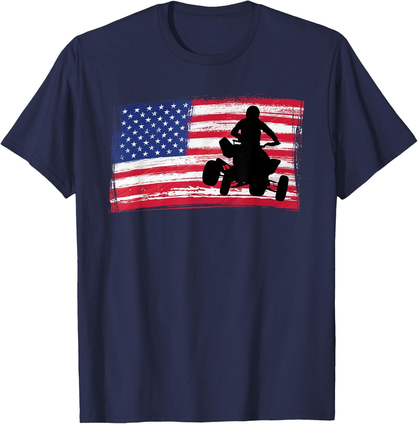Quad Racing America Flag - Quad Biker ATV 4 Wheeler Gift T-Shirt - T-Shirt | Navy