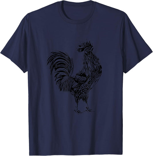 Rooster Chicken Motif Farmer colorful Farm Animals Chickens T-Shirt - T-Shirt | Navy