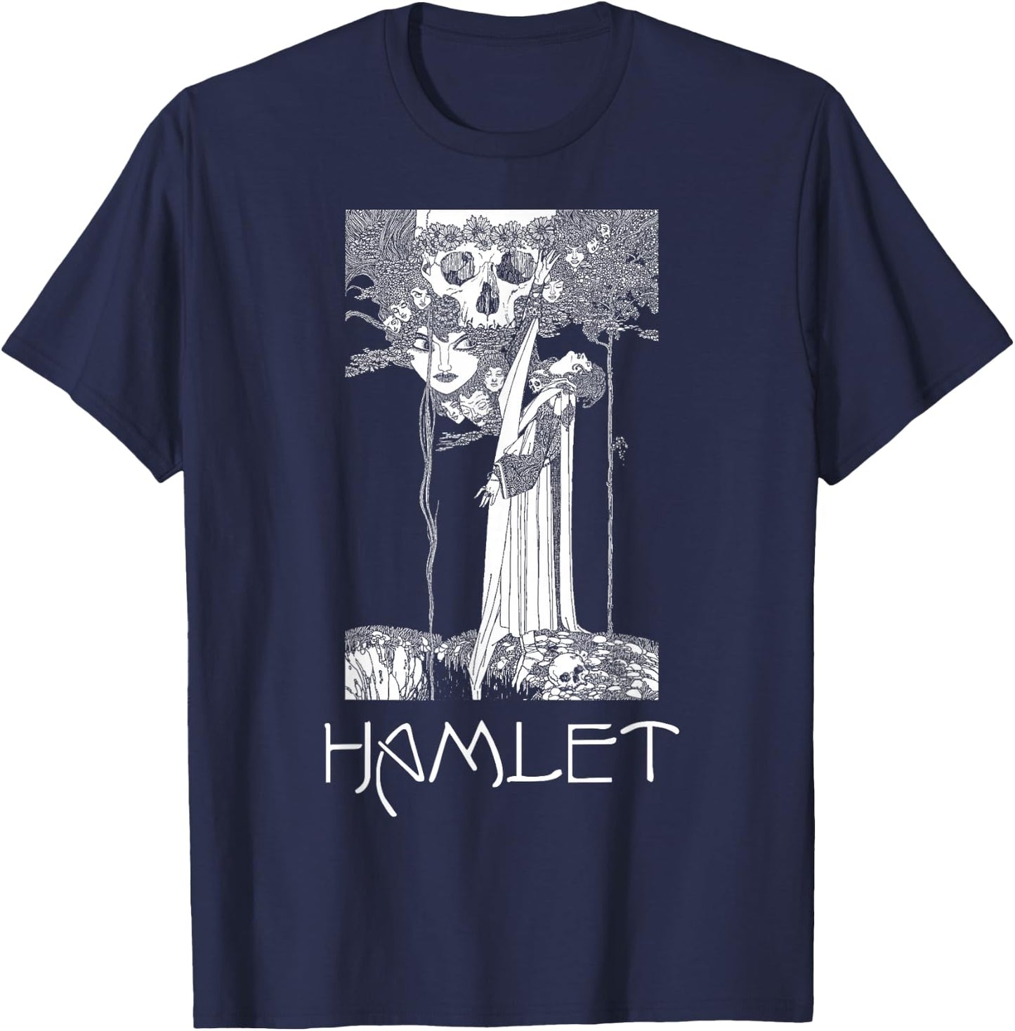 Shakespeare Hamlet Ophelia Skull English Literature T-Shirt - T-Shirt | Navy