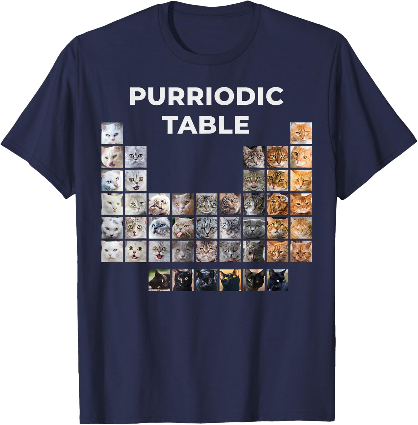 Funny Cat Chemistry Pun Periodic Table T-Shirt - T-Shirt | Navy