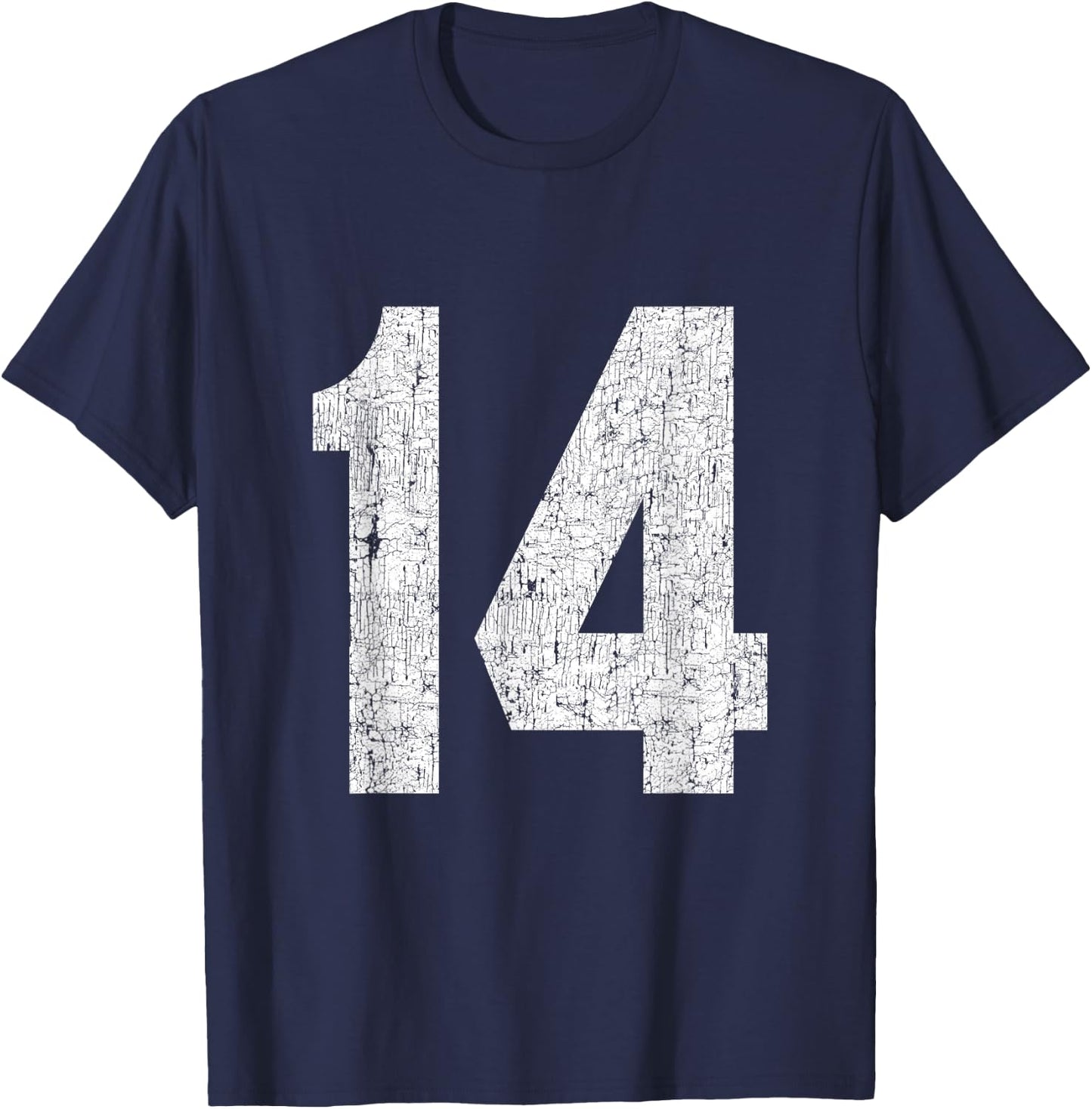 #14 Jersey Uniform Varsity Sports Number, 14th Birthday T-Shirt - T-Shirt | Navy