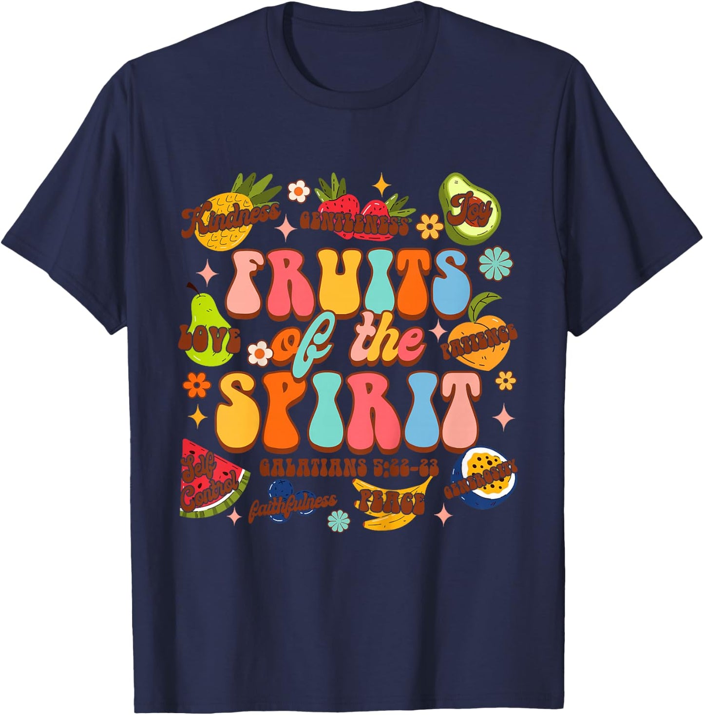 Kids Christian Jesus God Religious Baby Fruits Of The Spirit T-Shirt - T-Shirt | Navy