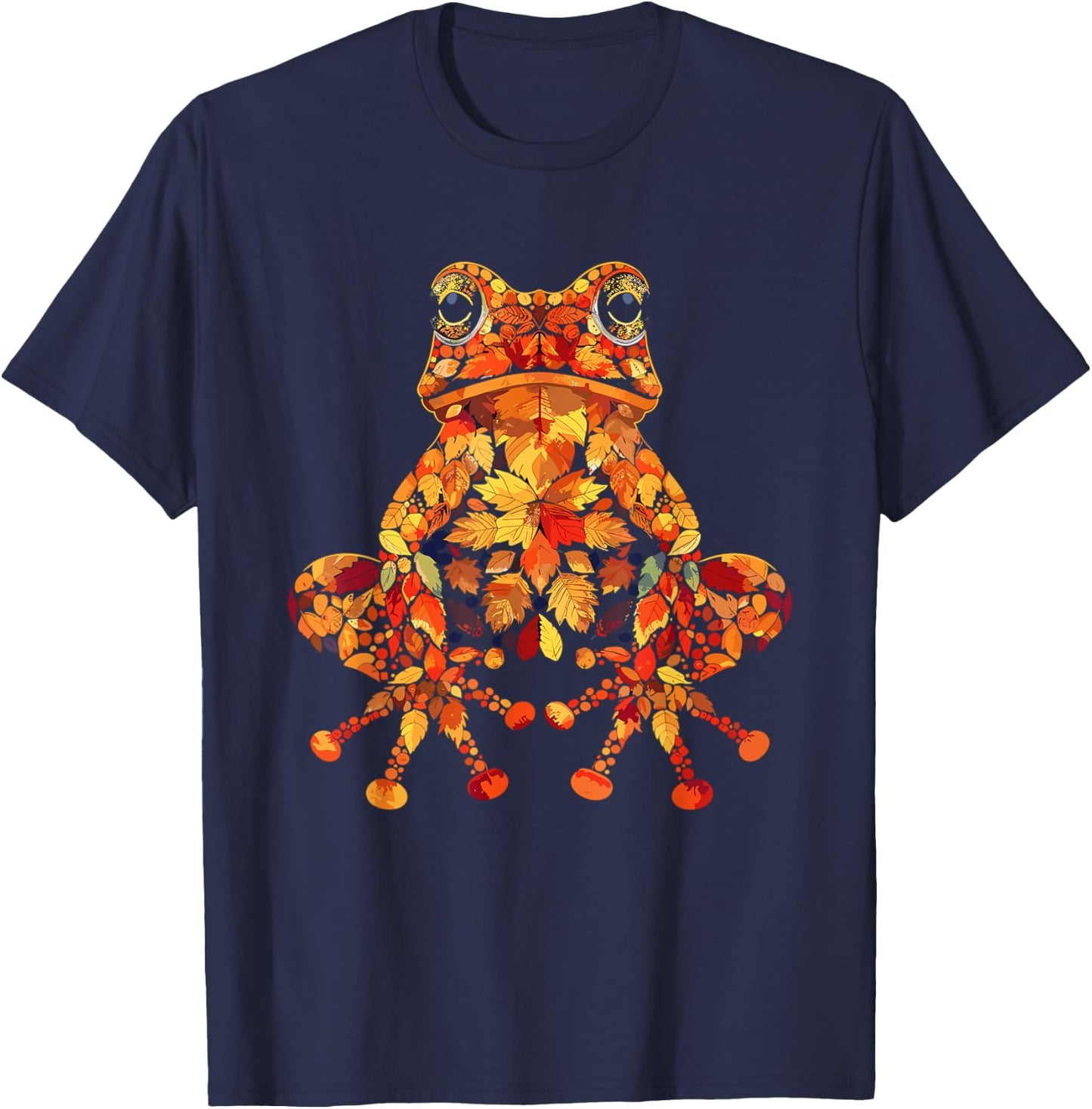 Frog Wildlife Nature Autumn Leaves Fall T-Shirt - T-Shirt | Navy