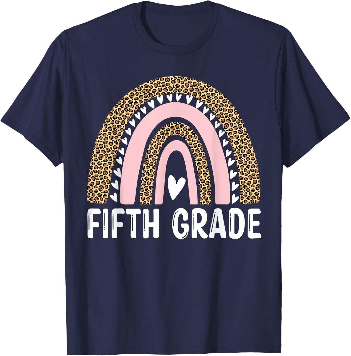 Fifth Grade Teacher Student Team Leopard Back To School Women Kids T-Shirt - T-Shirt | Navy