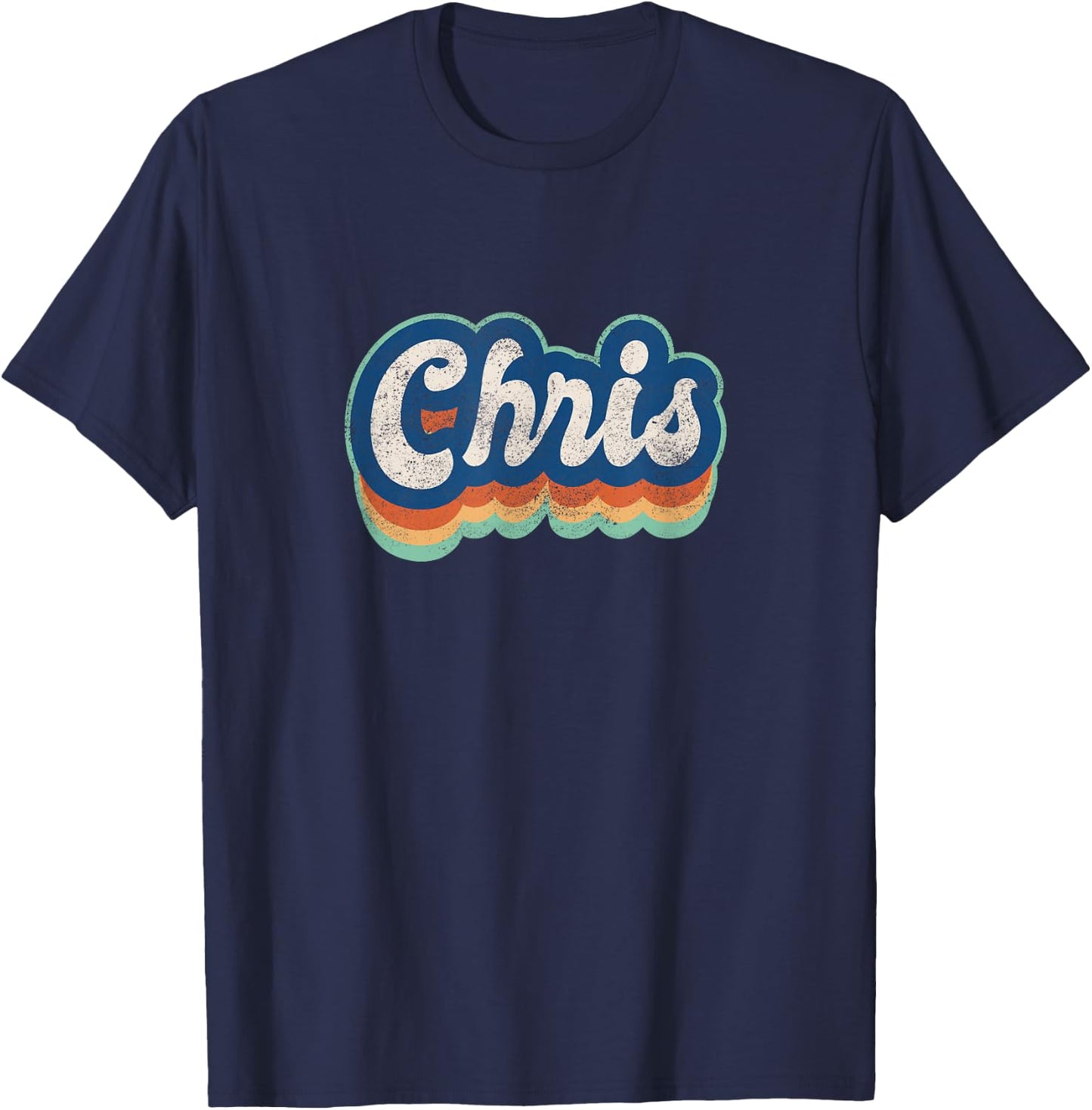 Chris First Name Boy Vintage Style 70s 80s Personalized T-Shirt - T-Shirt | Navy