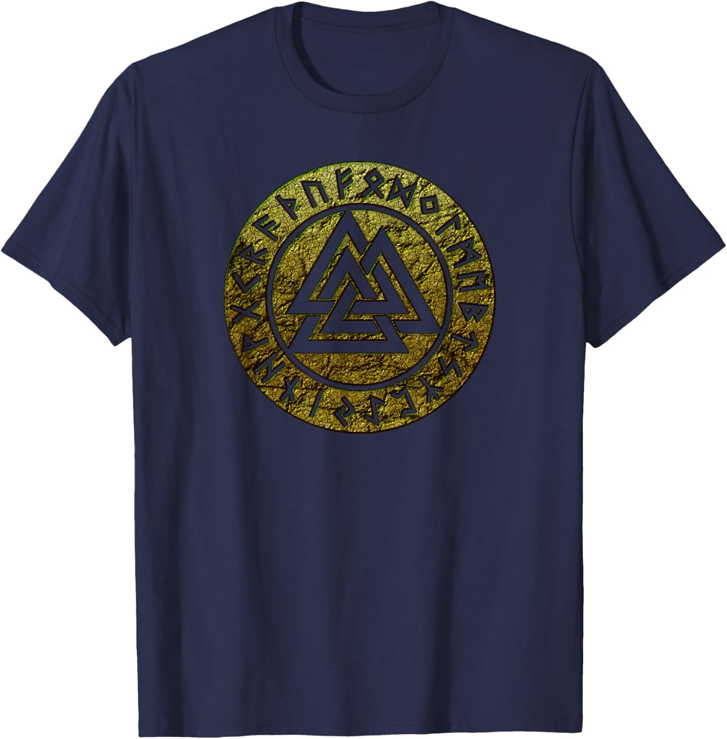 Valknut Wotan Knot Viking Odin Runes Asgard Valhalla Thor T-Shirt - T-Shirt | Navy