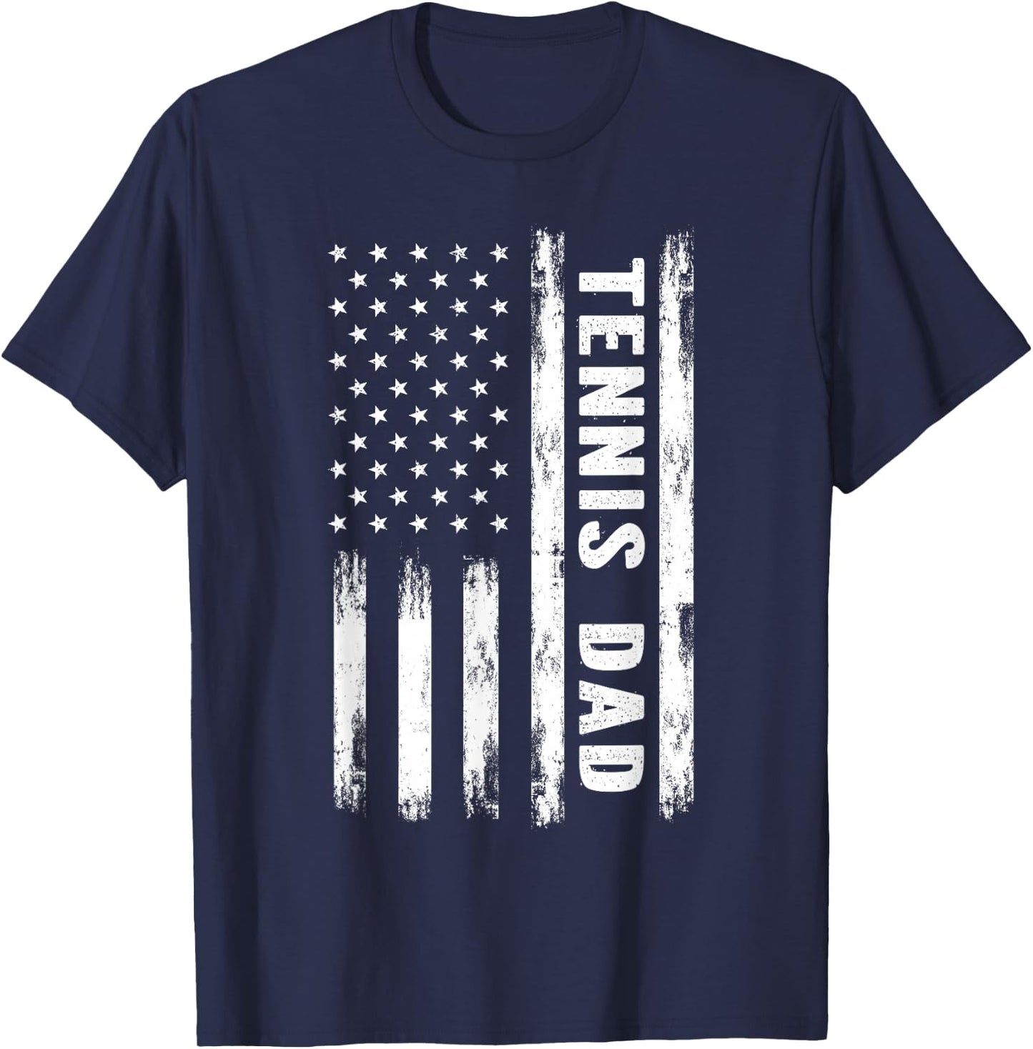 Tennis Dad American Flag Grunge Retro Vintage T-Shirt - T-Shirt | Navy