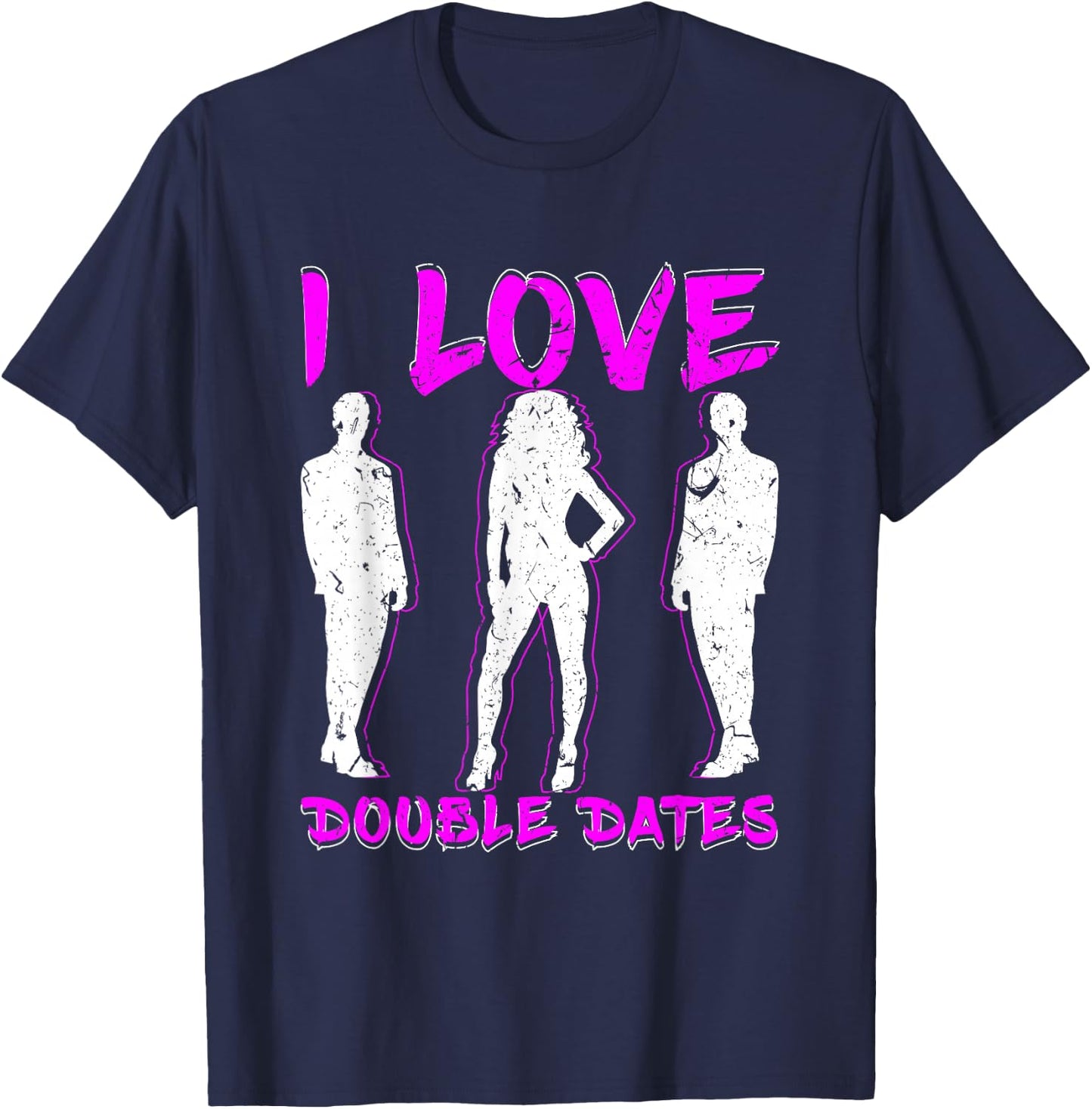 I Love Double Dates Threesome Swinger Hotwife Poly T-Shirt - T-Shirt | Navy