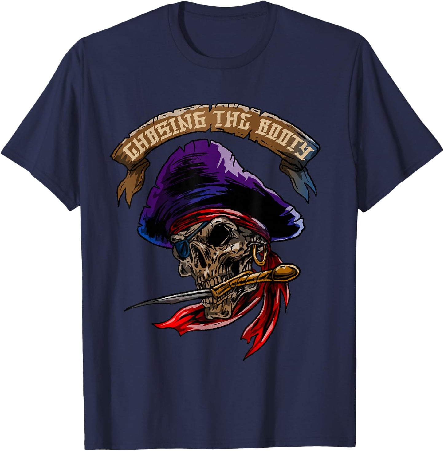 Pirate Skull Sea Thief Buccaneer Cool Sailor Man Gift T-Shirt - T-Shirt | Navy