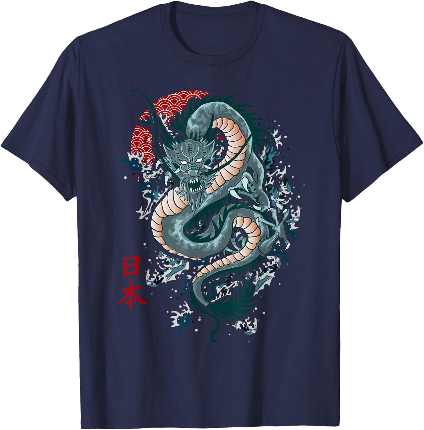 Traditional Japanese Art Dragon Shirt Japanese Shirt Dragon T-Shirt - T-Shirt | Navy
