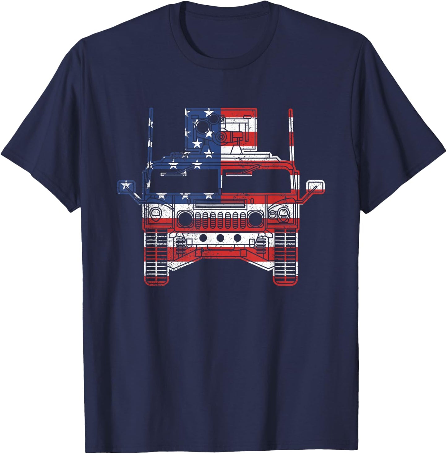 Humvee American Flag Military Vehicle HMMWV Front Humvee Men T-Shirt - T-Shirt | Navy