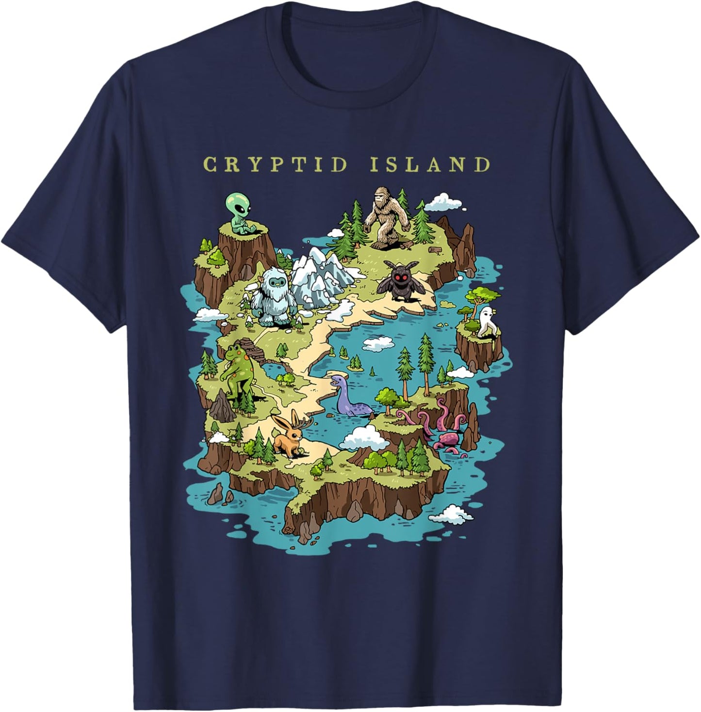 Cryptid Shirt Bigfoot Loch Ness Monster Mothman Jersey Devil T-Shirt - T-Shirt | Navy