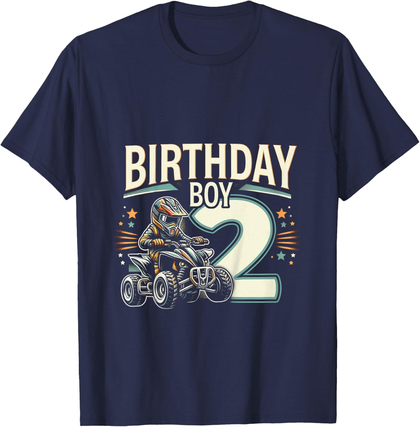 Kids 2 Year Old quad ATV Four Wheeler 2nd Birthday Boy T-Shirt - T-Shirt | Navy