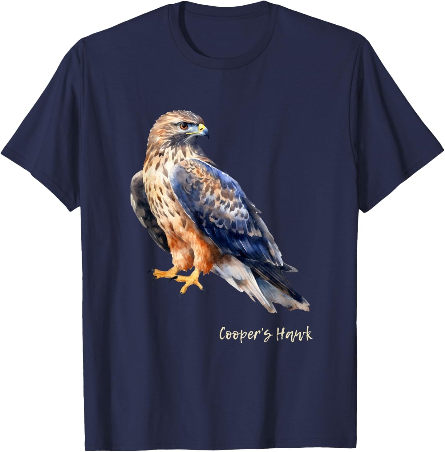 Cooper's Hawk Graphic Wildlife Birder T-Shirt - T-Shirt | Navy