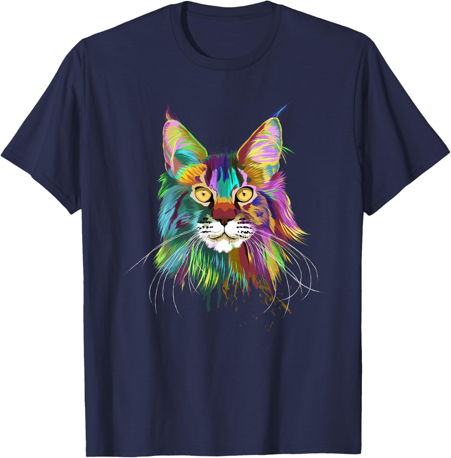 Splash Maine Coon Cat T-Shirt - T-Shirt | Navy