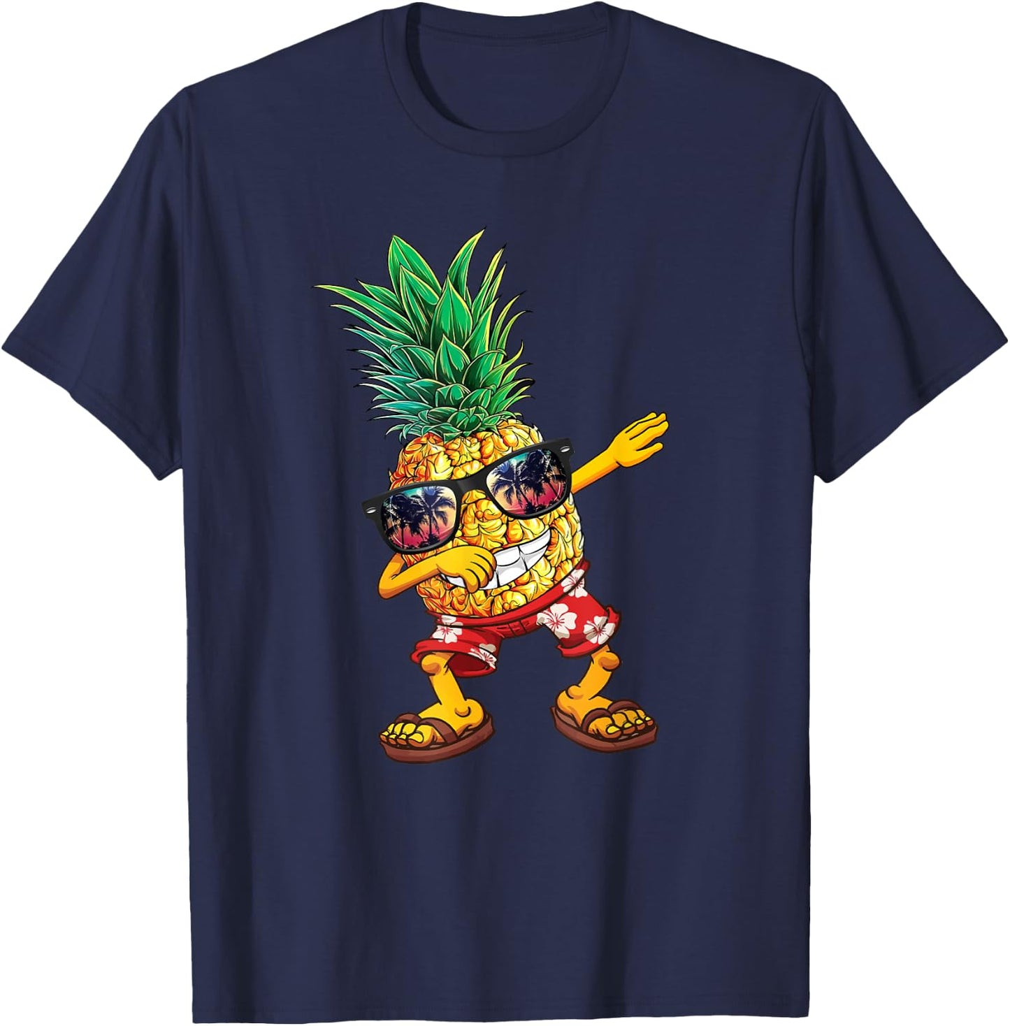 Dabbing Pineapple Sunglasses T Shirt Aloha Beaches Hawaii T-Shirt - T-Shirt | Navy