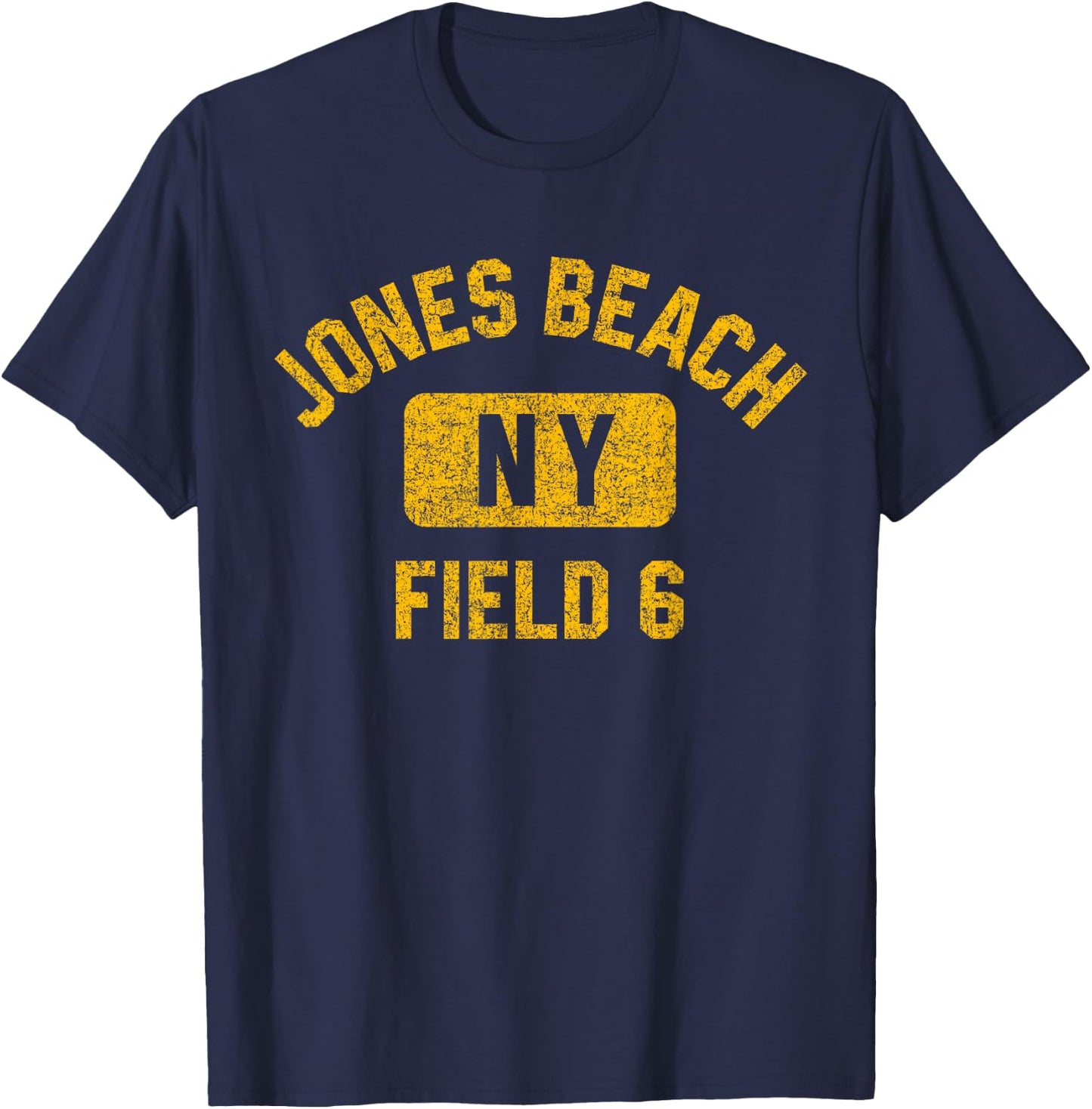 Jones Beach Field 6 NY Gym Style Distressed Amber Print Men Women Girls Kids T-Shirt - T-Shirt | Navy