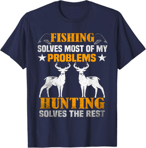 Fischen Löst Die Meisten Meiner Probleme Jagen T-Shirt - T-Shirt | Navy