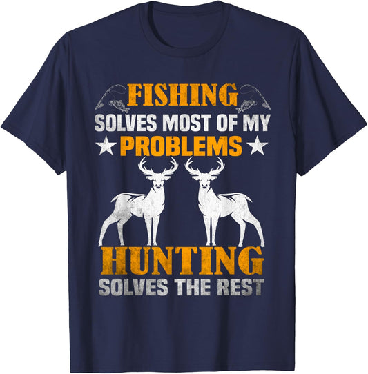 Fischen Löst Die Meisten Meiner Probleme Jagen T-Shirt - T-Shirt | Navy