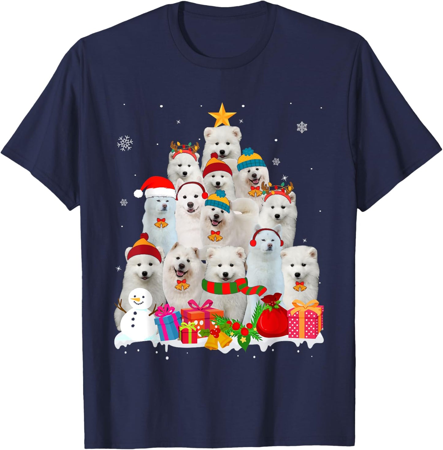 Funny Samoyed Christmas Tree Pet Dog Lover Gift T-Shirt - T-Shirt | Navy
