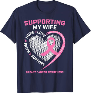 I Wear Pink For My Wife Breast Cancer Awareness Husband Men T-Shirt - T-Shirt | Navy