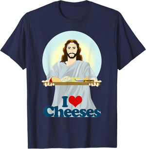 I Love Jesus Cheeses Christian T-Shirt - T-Shirt | Navy