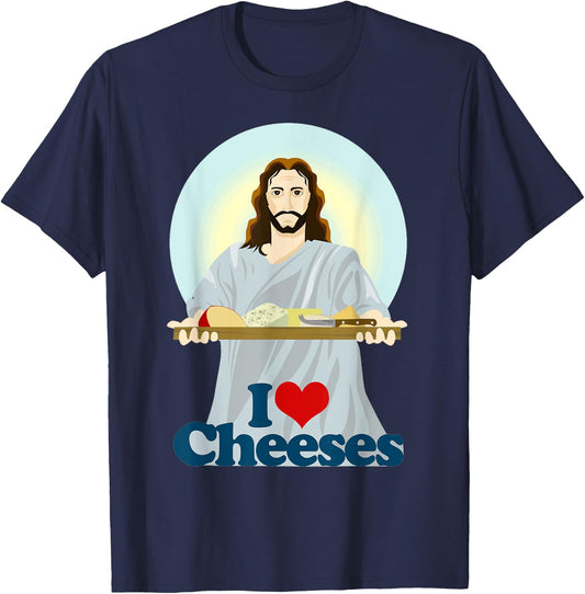 I Love Jesus Cheeses Christian T-Shirt - T-Shirt | Navy