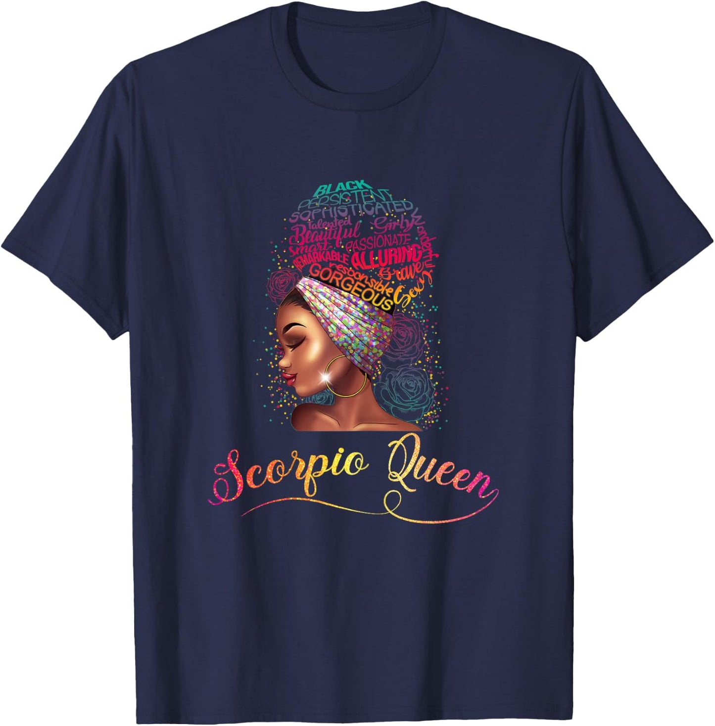 Scorpio Queen Afro Women November October Melanin Birthday T-Shirt - T-Shirt | Navy