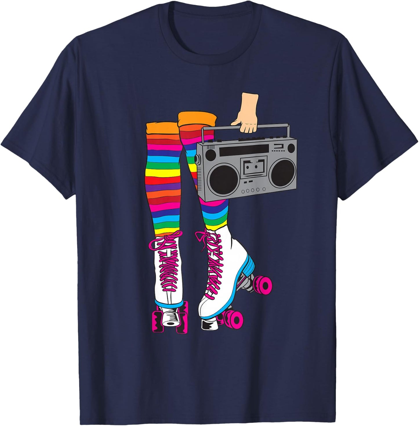 Retro Rollerskates Funny 80's Roller Disco Skating Girl Gift T-Shirt - T-Shirt | Navy