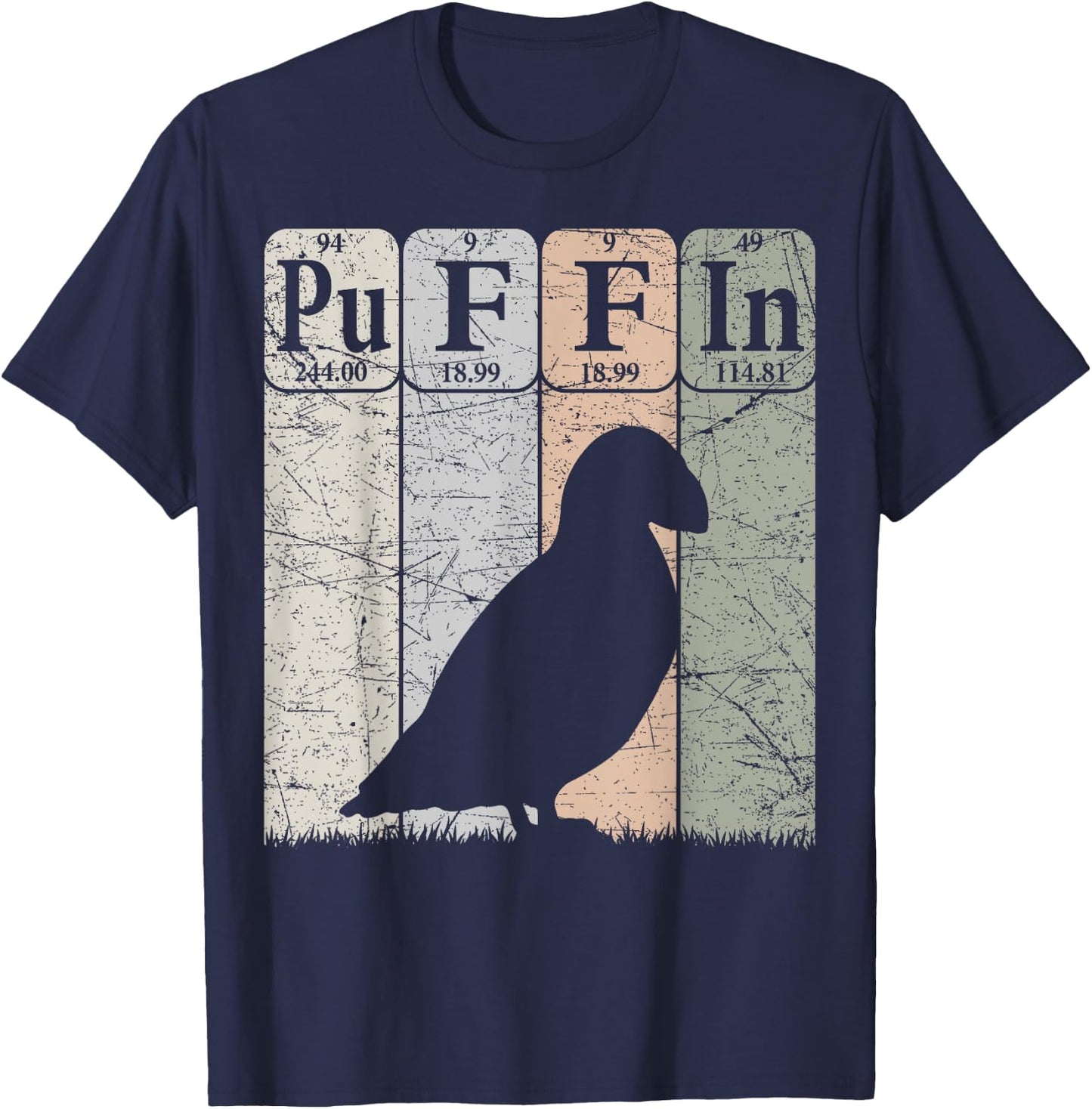 Puffin Periodic Table Elements Birdwatching Ornithology T-Shirt - T-Shirt | Navy